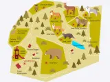 Mappa illustrata di Spormaggiore: scopri le aree degli animali, il parco giochi, il ristoro e gli osservatori. Cosa vedere per un'avventura nella natura!